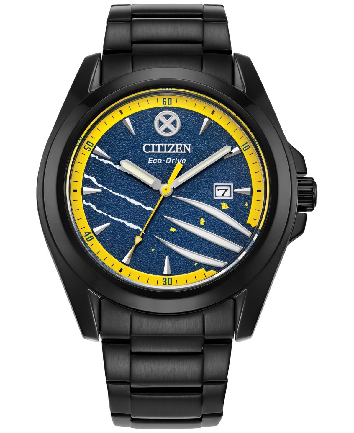 Citizen Mens X-Men Wolverine Three Hand Black Tone Stainless Steel Bracelet Watch Product Image