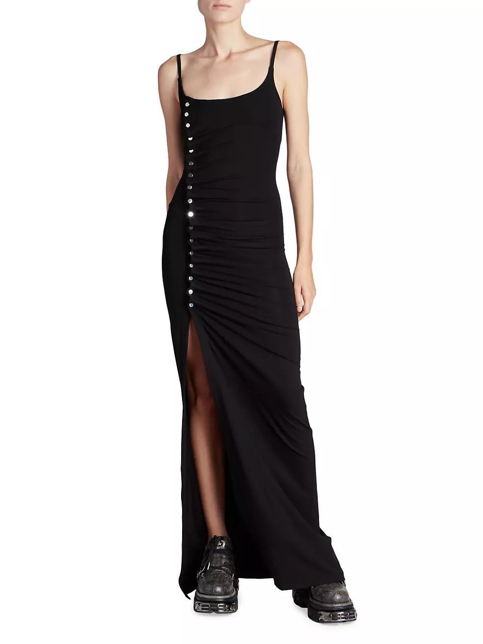 Draped Button Maxi Dress Product Image