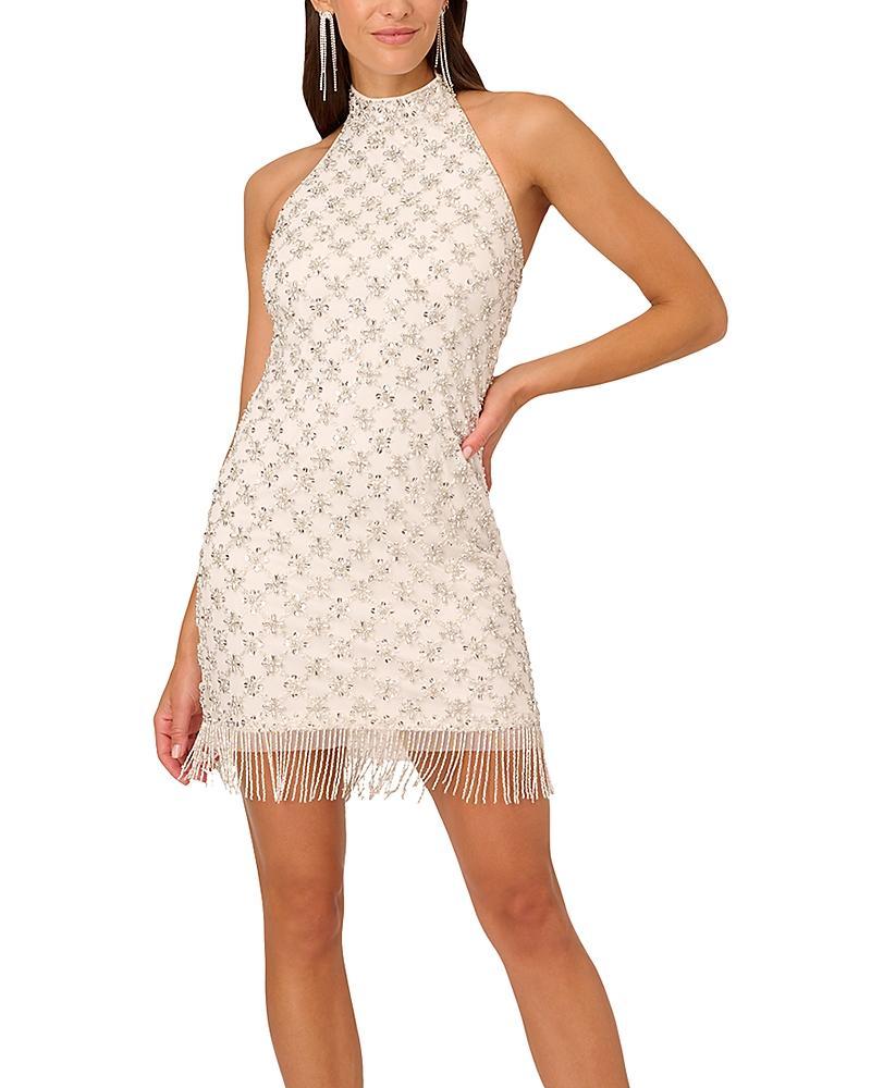 Womens Beaded Halterneck Minidress Product Image