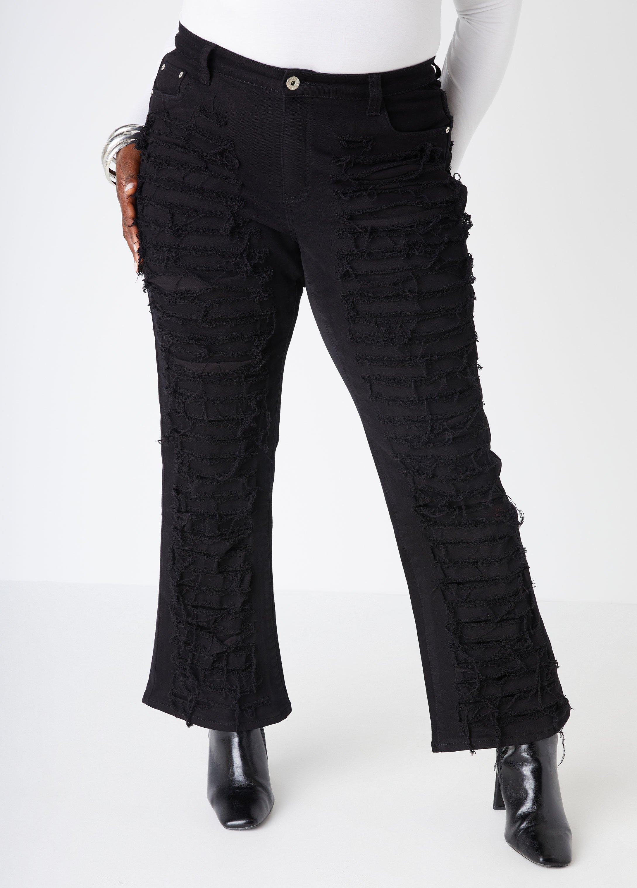 Plus Size Layered Distressed Bootcut Jeans Ashley Stewart Product Image