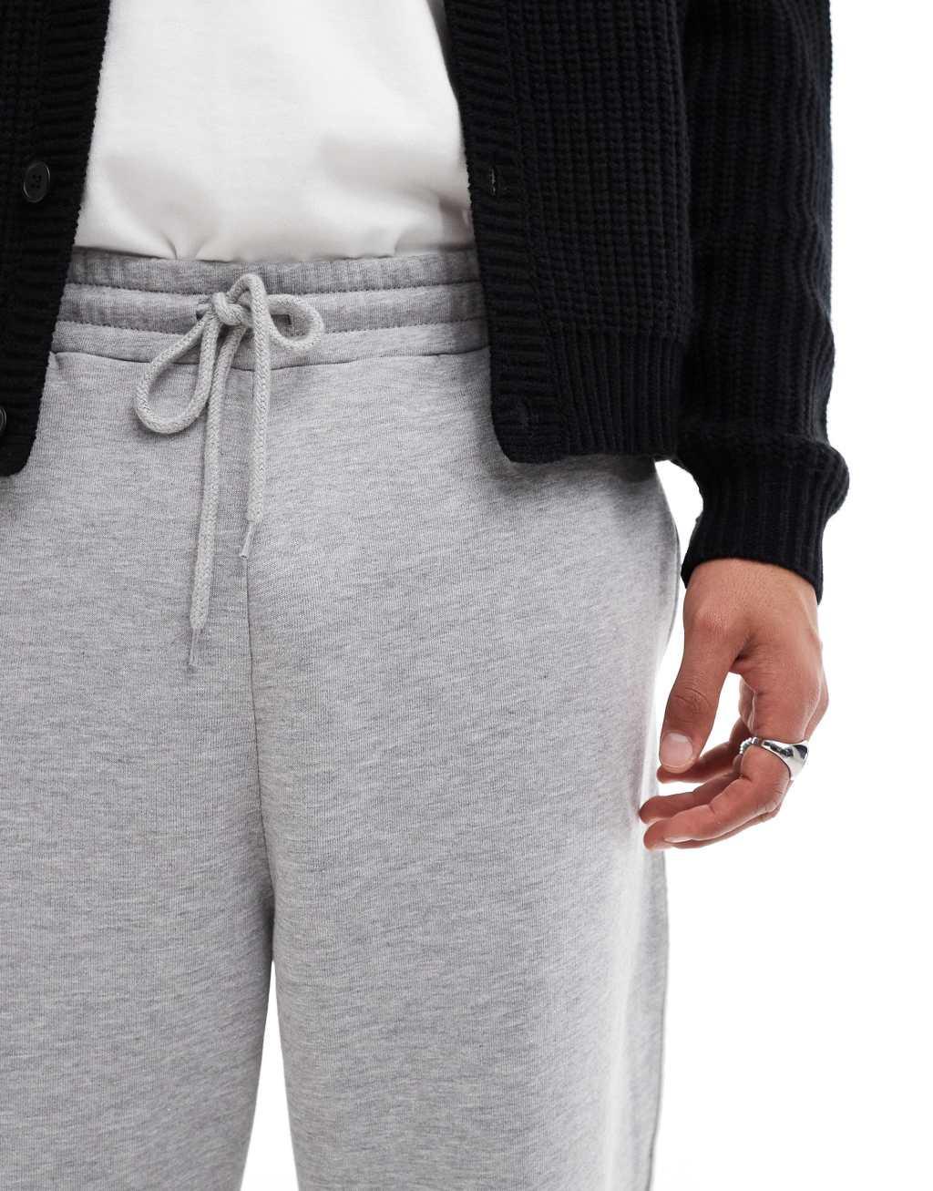 ASOS DESIGN oversized sweatpants with piping in gray heather Product Image