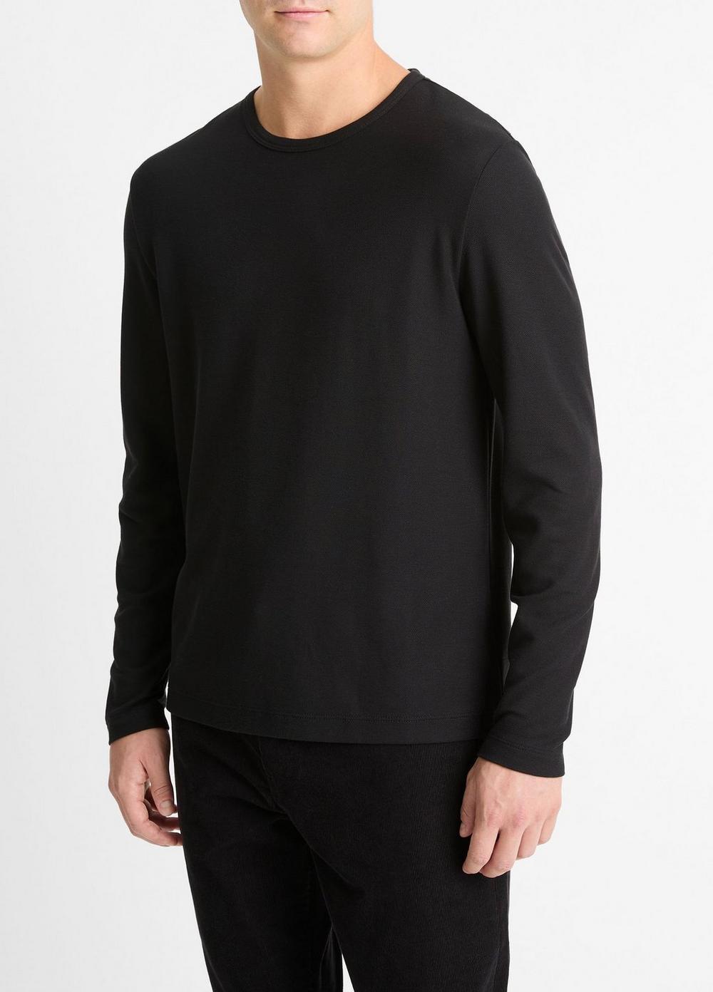 Mens Pima Cotton Piqu Long-Sleeve T-Shirt, Black, Size L Vince Product Image