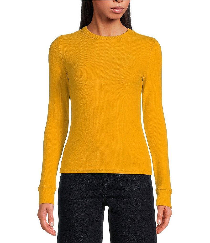 Every Crew Neck Long Sleeve Ribbed Knit Shirt Product Image