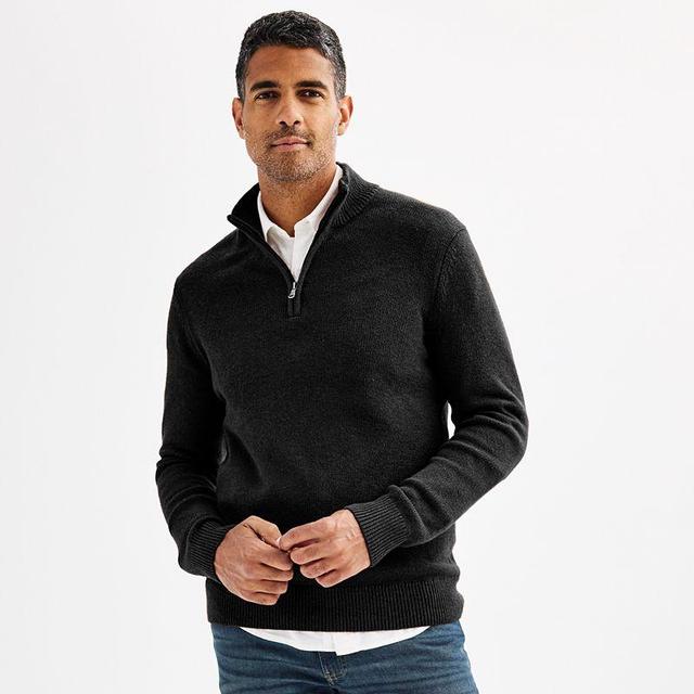 Mens Sonoma Goods For Life Quarter-Zip Sweater Black Black Product Image