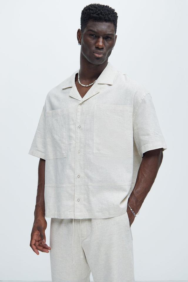 Bahamas Linen Cuban Shirt - Oatmeal Product Image