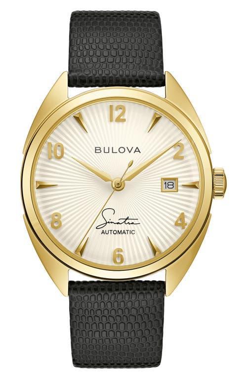 Bulova Mens Frank Sinatra Automatic Brown Leather Strap Watch 39mm Product Image