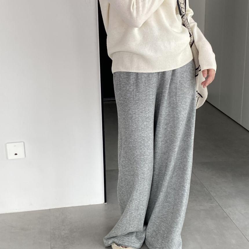 Mid Waist Plain Wide Leg Sweatpants Product Image