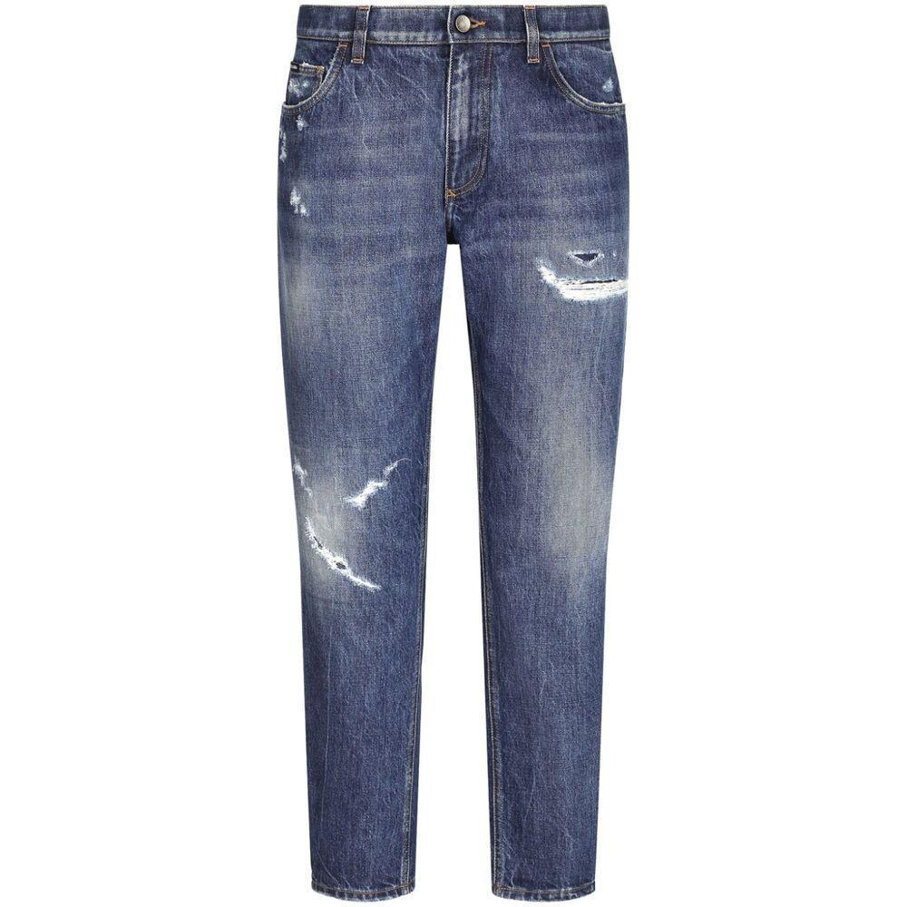 Gerade Jeans Im Distressed-look In Blue Product Image