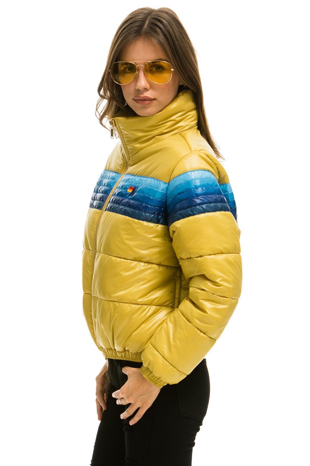 5 STRIPE LUXE APRES PUFFER JACKET - GLOSSY KHAKI Female Product Image