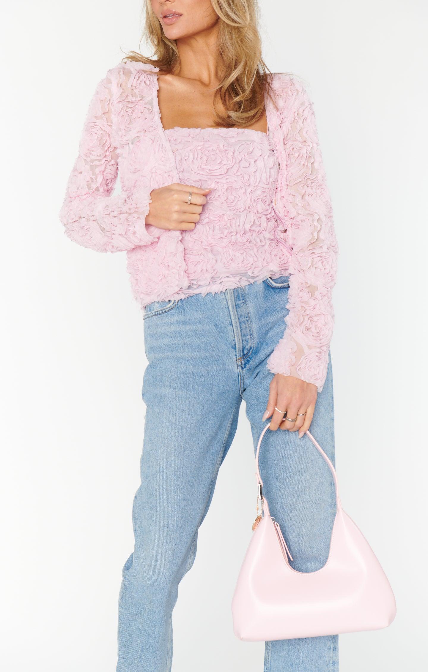 Tanya Top ~ Rosette Mesh Pink Product Image