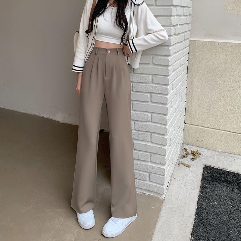 High Waist Wide Leg Dress Pants Product Image