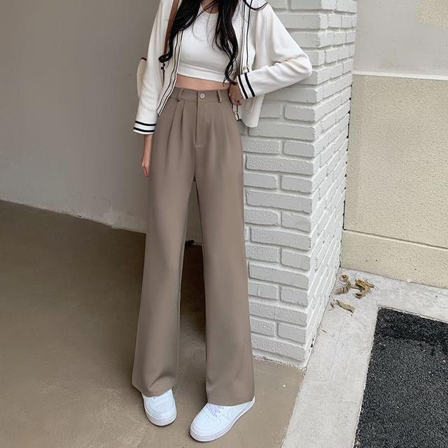 High Waist Wide Leg Dress Pants Product Image