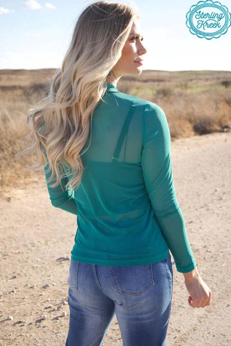 Sterling Kreek Meshed Out Turquoise Top Product Image