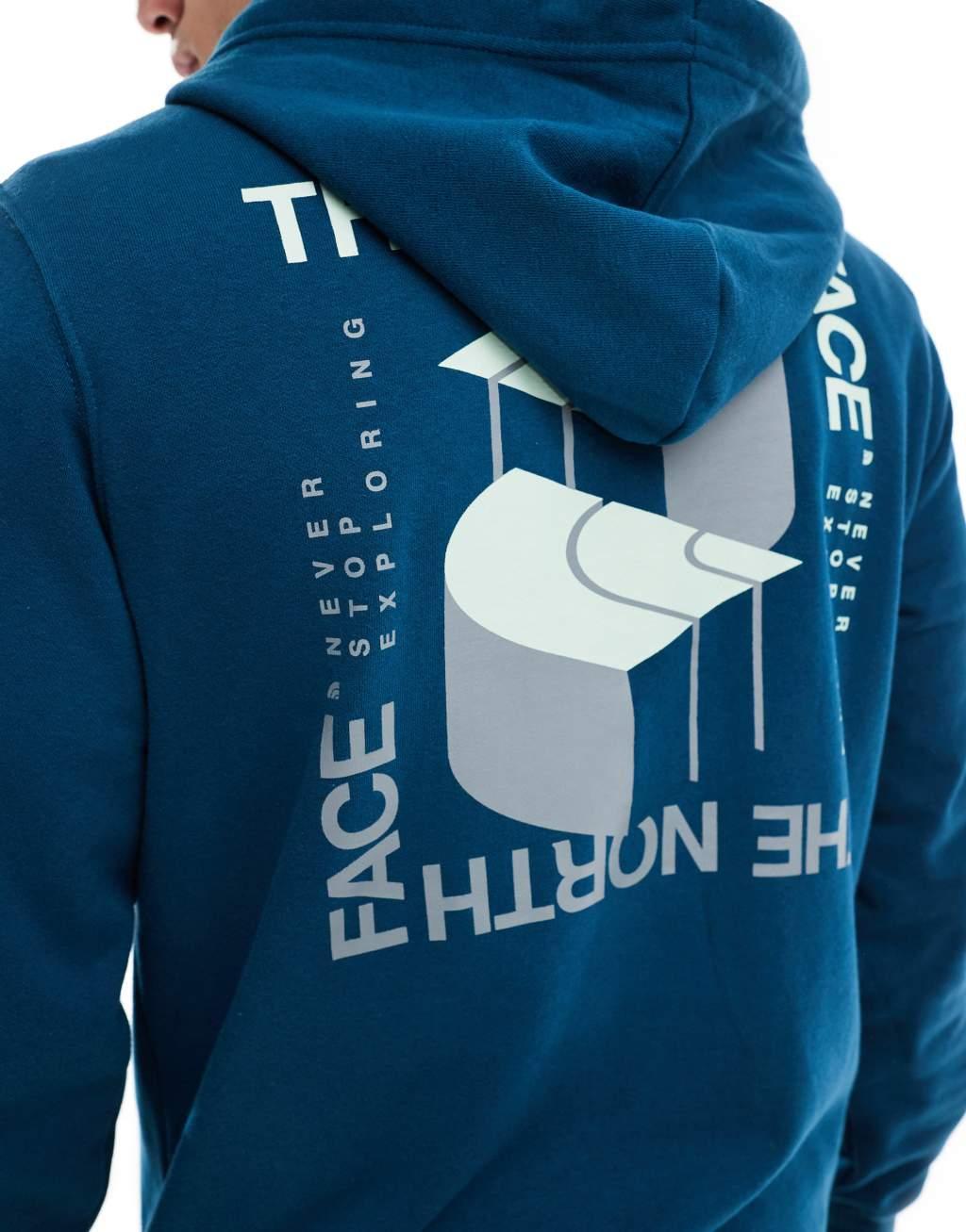 The North Face Brand Proud pullover hoodie with graphic back print in petrol blue Product Image