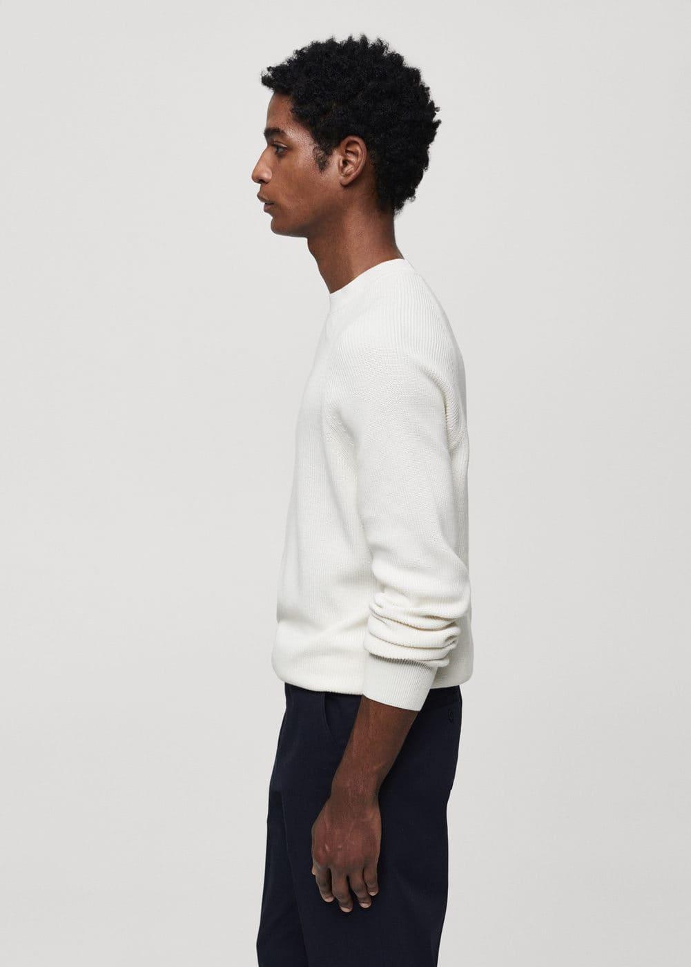 MANGO MAN - Ribbed round-neck sweater off whiteMen Product Image