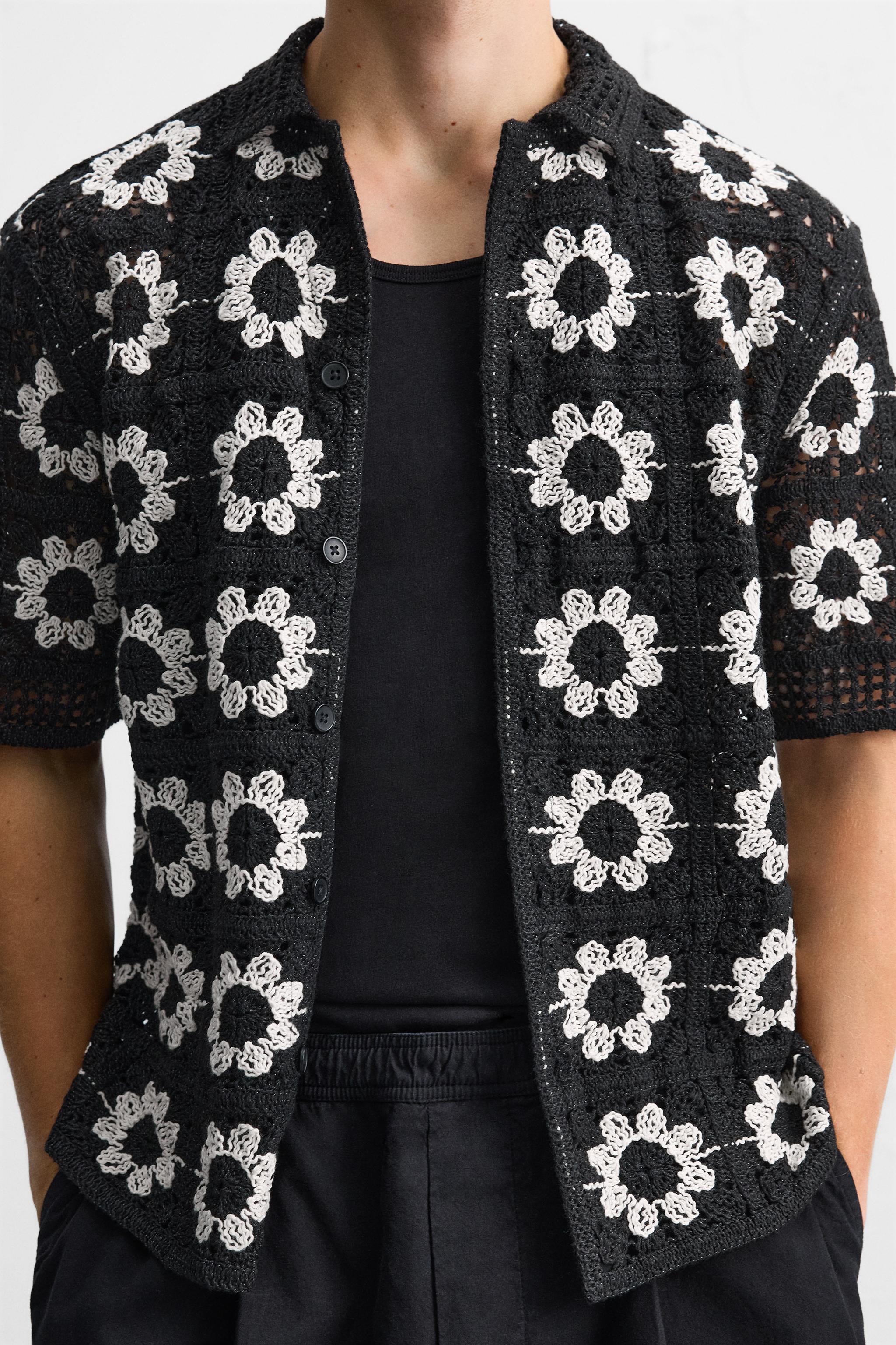 GEOMETRIC CROCHET SHIRT Product Image