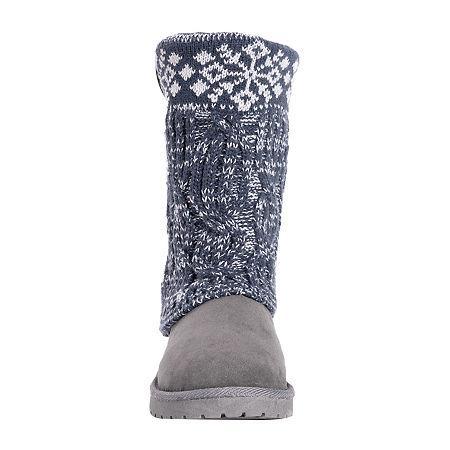 Essentials by MUK LUKS Cheryl Womens Knit Winter Boots Grey Product Image