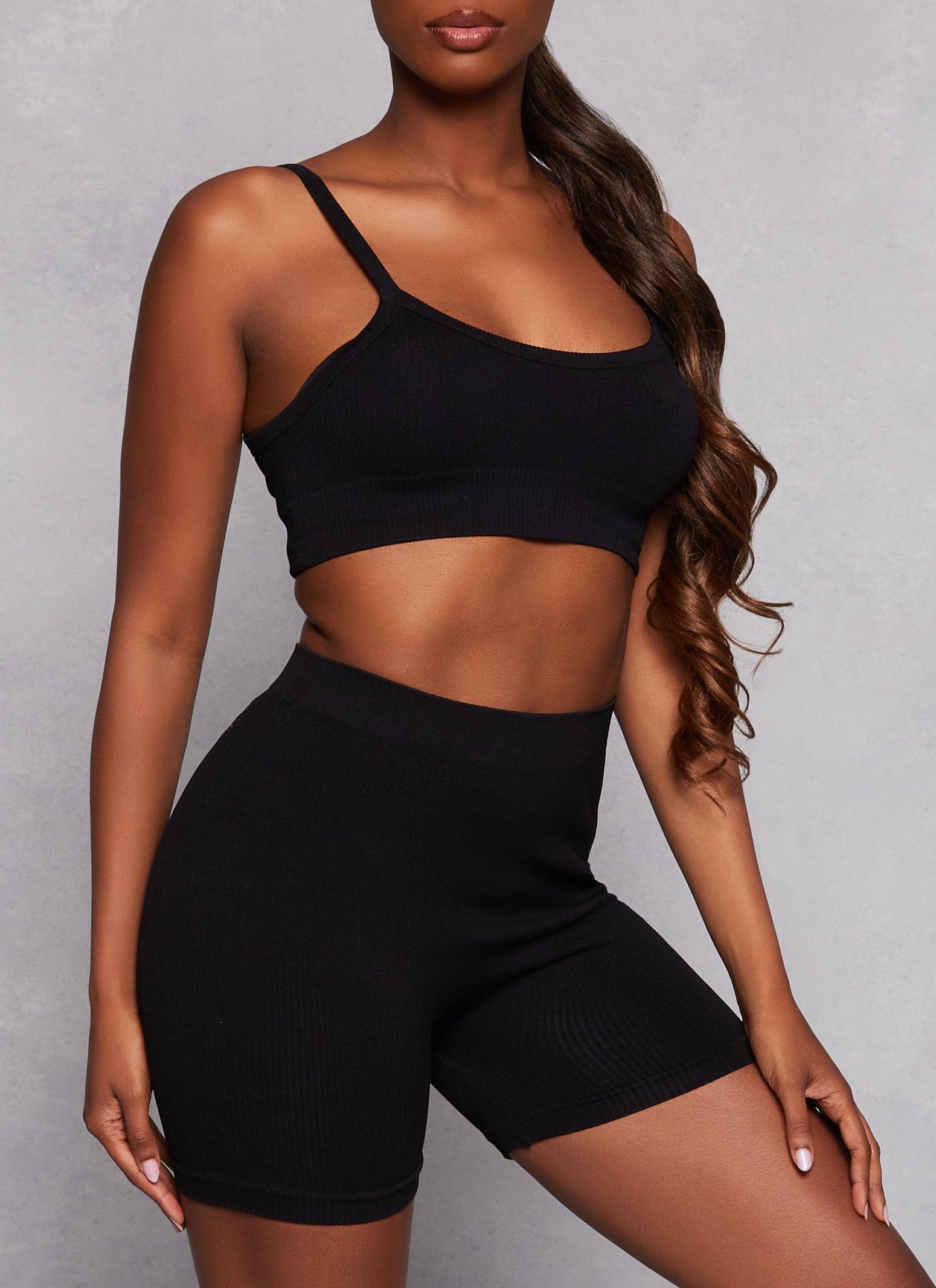 Womens Seamless Ribbed Cropped Cami and Biker Shorts Product Image