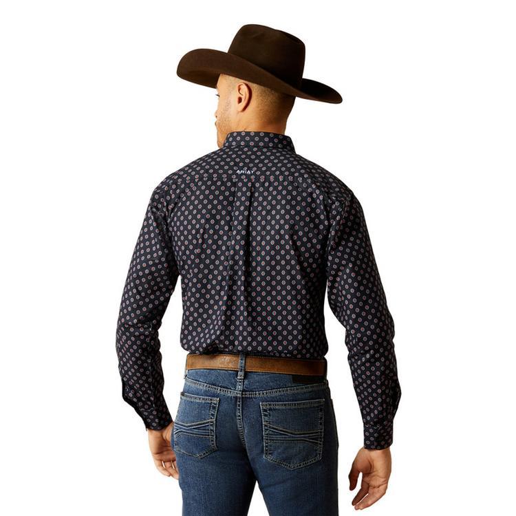 Ariat® Men's L/S Dark Blue Print Taylor Classic Fit Button Shirt Product Image