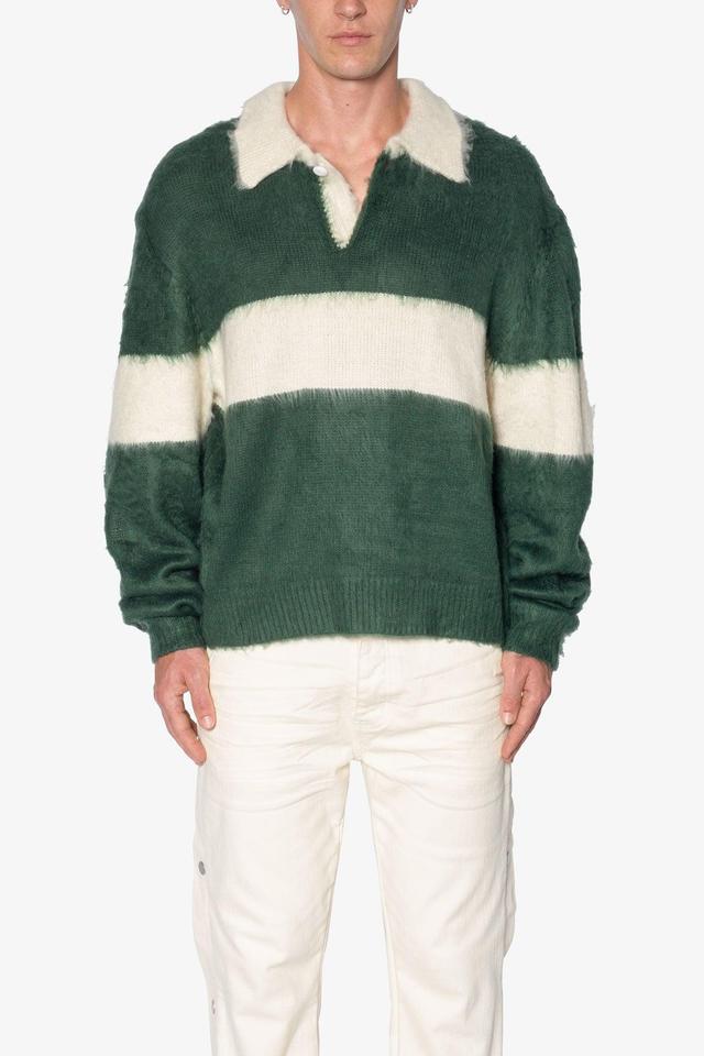 Mohair Rugby Sweater - Green/White Product Image