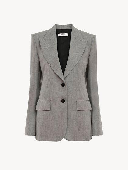 Tailored jacket in wool grain de poudre Product Image