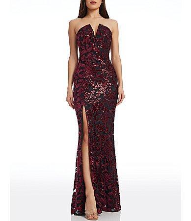 Dress the Population Fernanda Sequin Embroidered Strapless Split Neckline Mermaid Gown Product Image