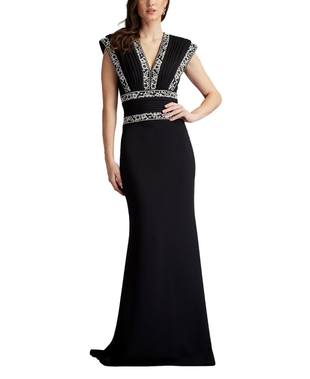 Tadashi Shoji Womens Bedi Embroidered Trim Gown - Bk Product Image