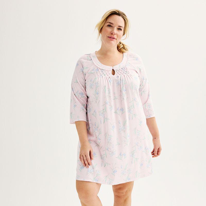 Plus Size Miss Elaine Essentials Cottonessa Floral Print Short Nightgown, Womens Product Image