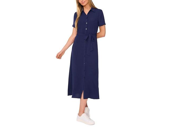 CeCe Womens Short-Sleeve Belted Midi Shirtdress Product Image