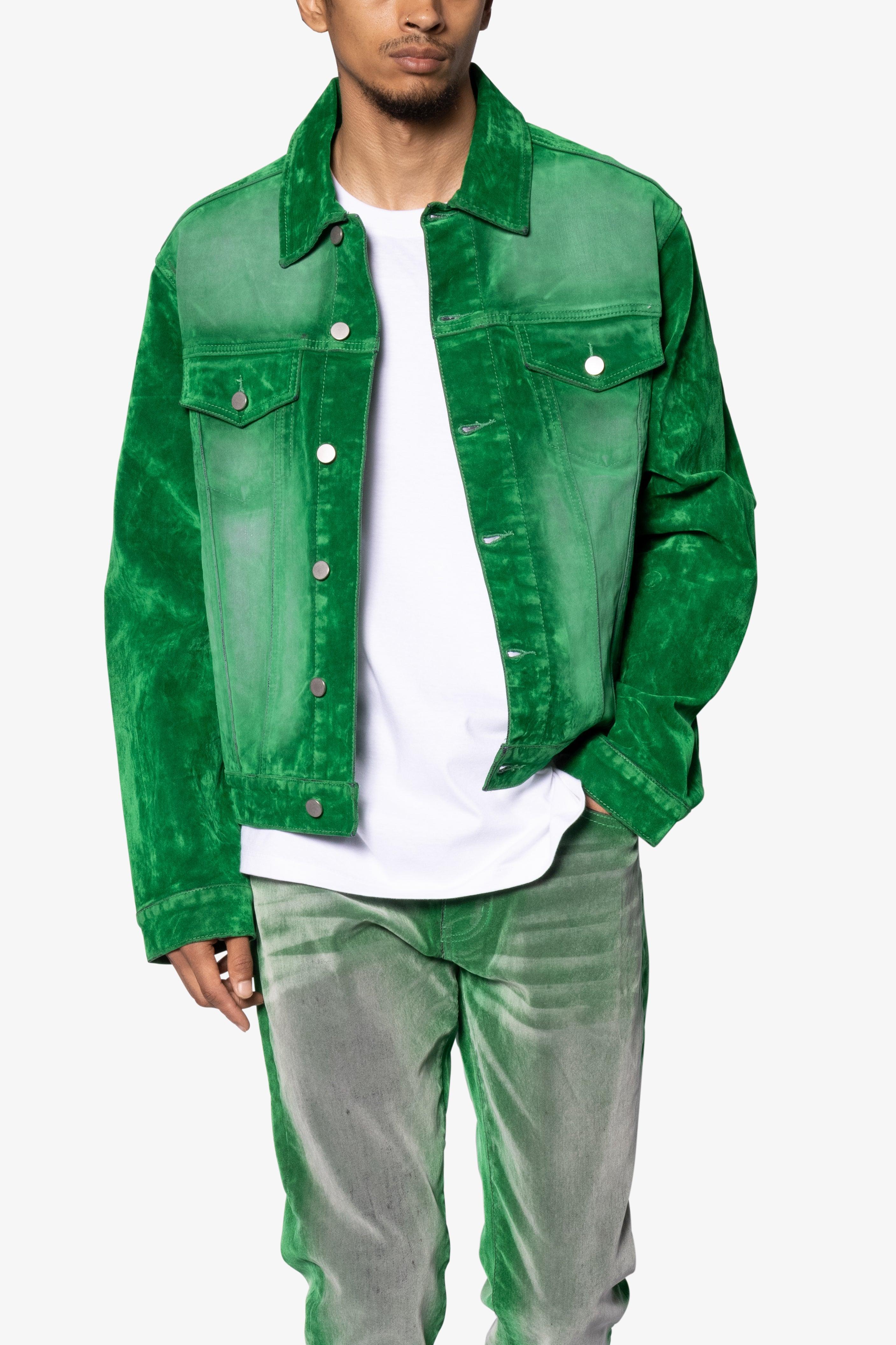 Suede Trucker Jacket - Green Product Image