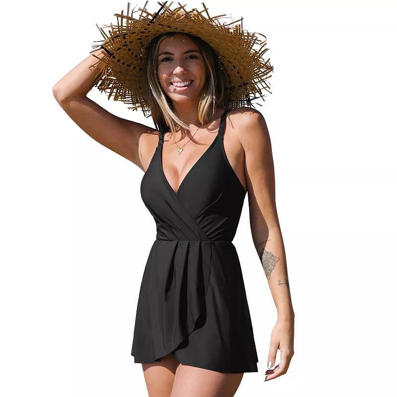 Womens CUPSHE V-Neck Ruffled Swim Dress Product Image