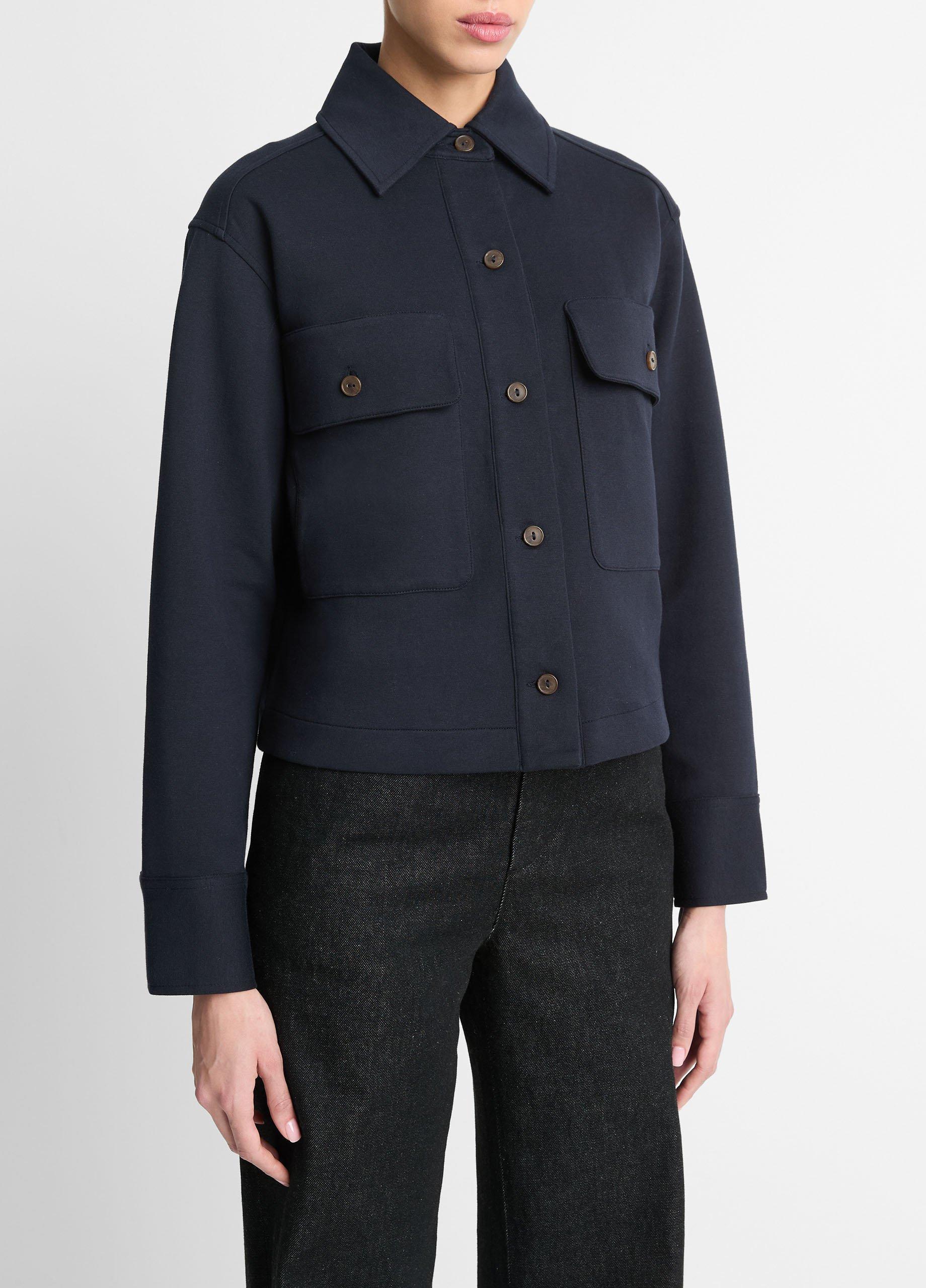 Double-Knit Cotton-Blend Cropped Jacket Product Image