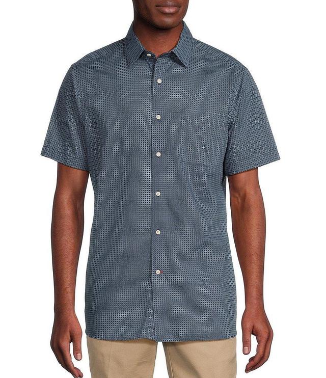 Cremieux Blue Label Geometric Slub Poplin Print Short Sleeve Woven Shirt Product Image