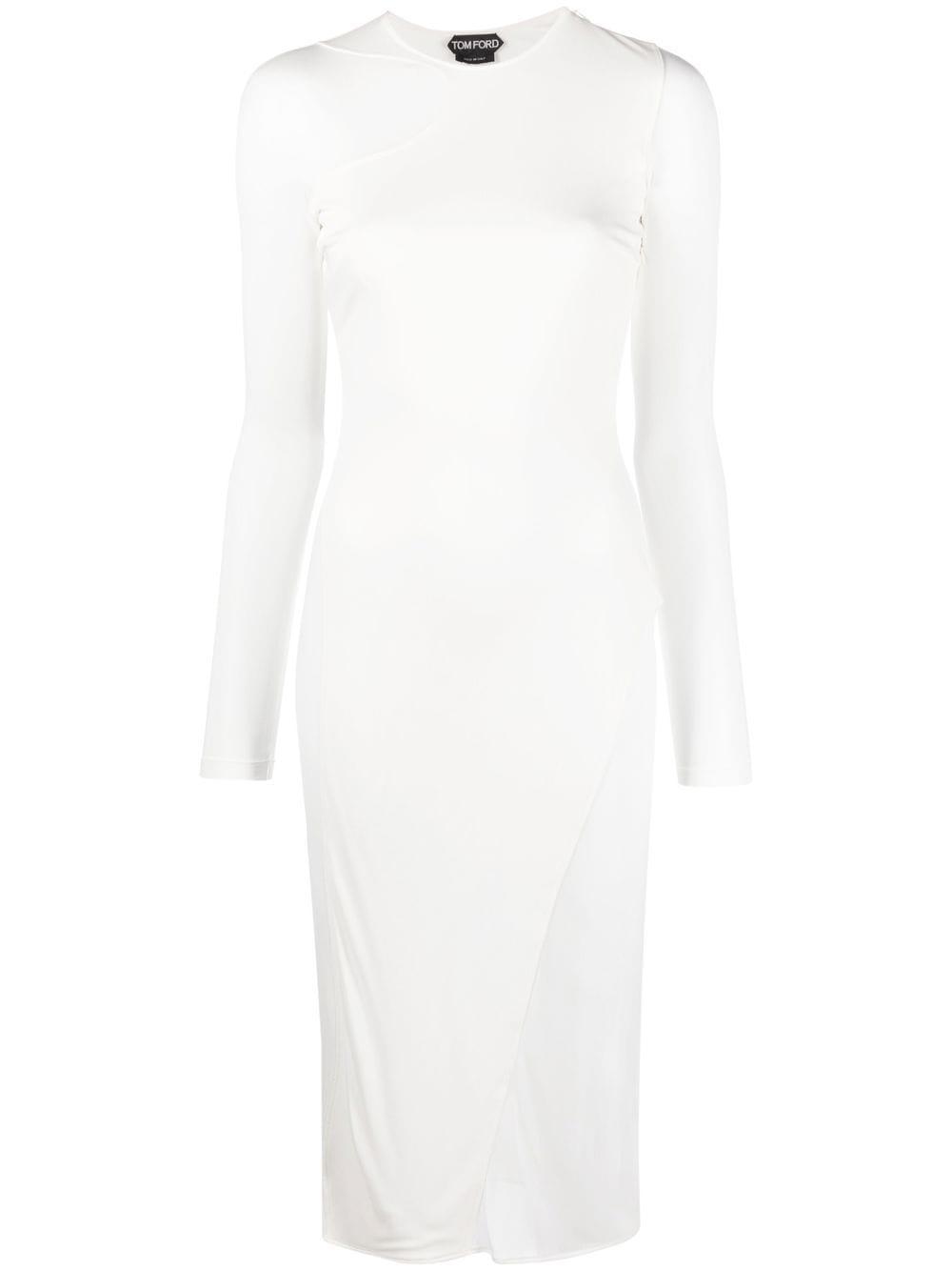 TOM FORD Semi-transparent Asymmetrical Dress In White Product Image