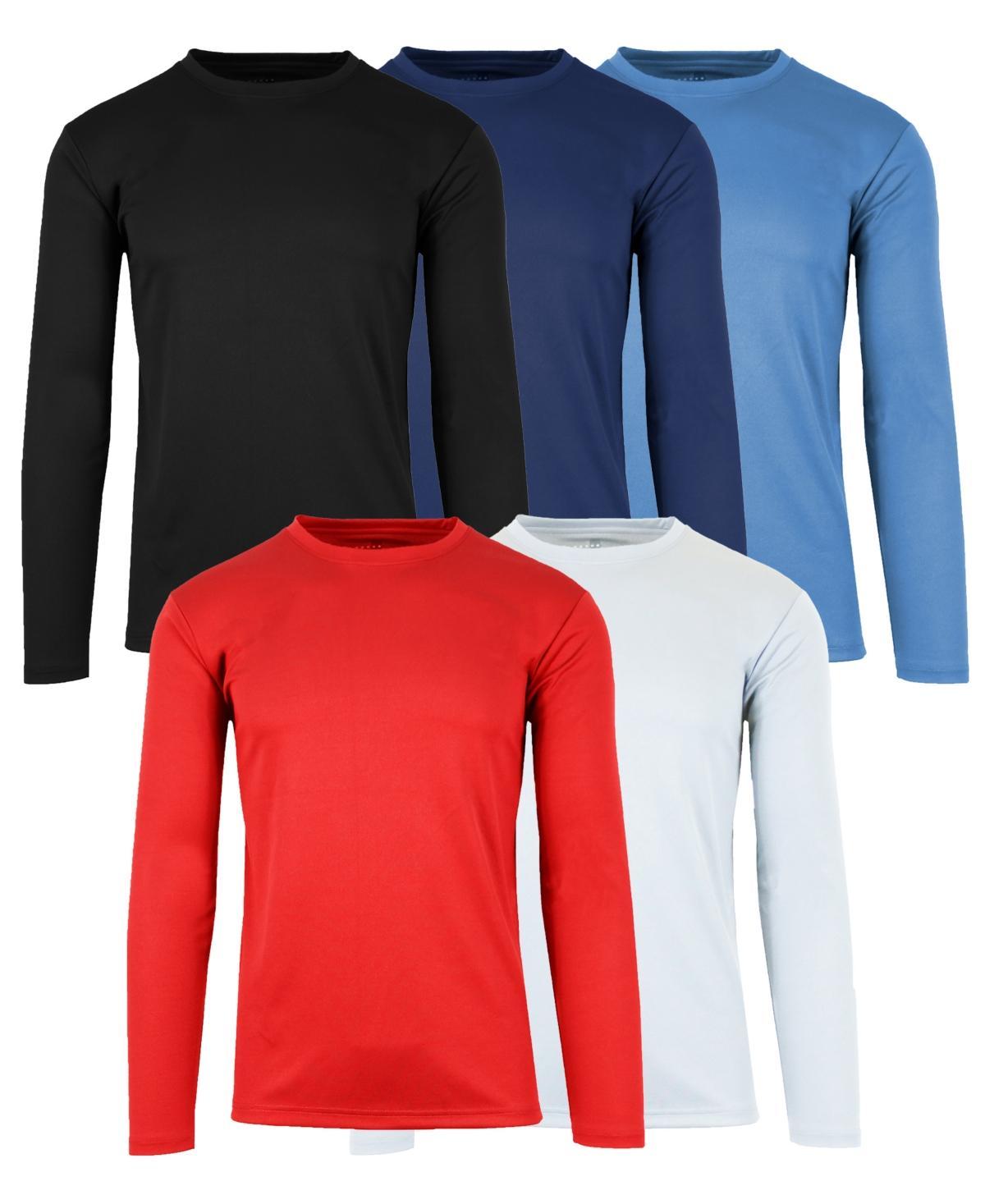 Galaxy By Harvic Mens Long Sleeve Moisture-Wicking Performance Crew Neck Tee -5 Pack Product Image