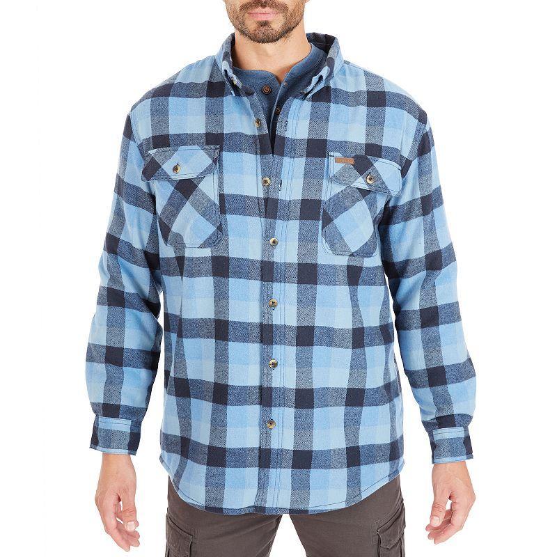 Big & Tall Smiths Workwear Sherpa-Lined Flannel Shirt Jacket, Mens Black Product Image