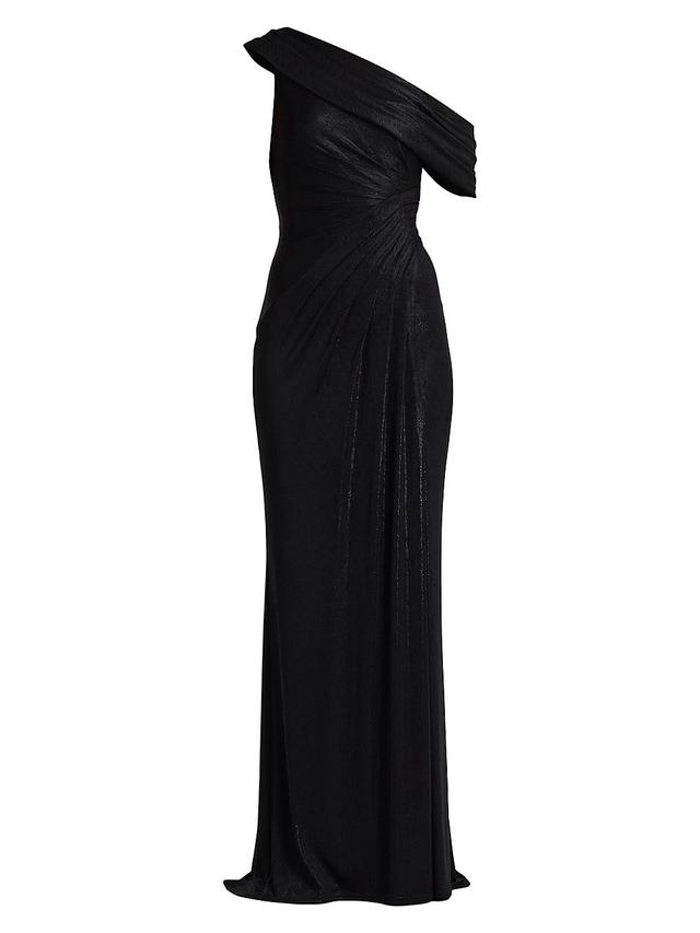 Womens Metallic Jersey Off-the-Shoulder Column Gown Product Image