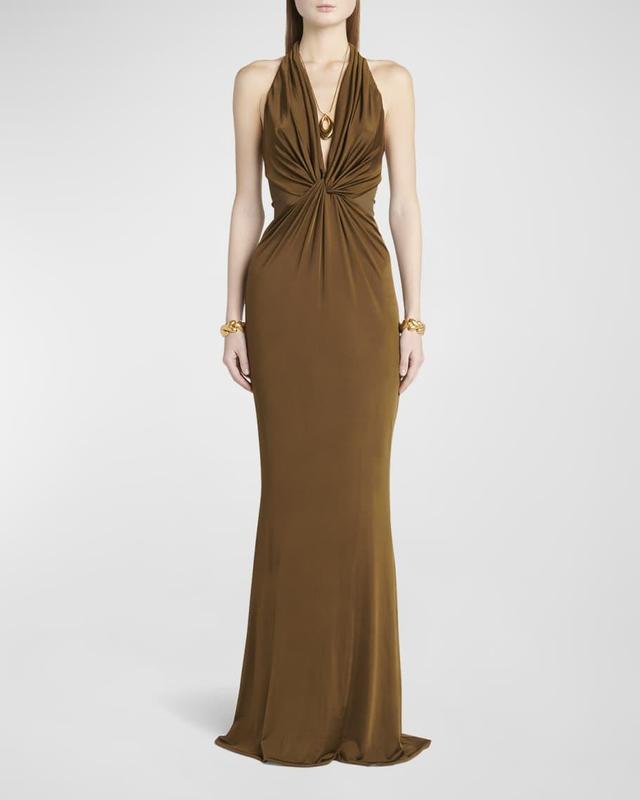 Ruched Detail Halter Gown Product Image