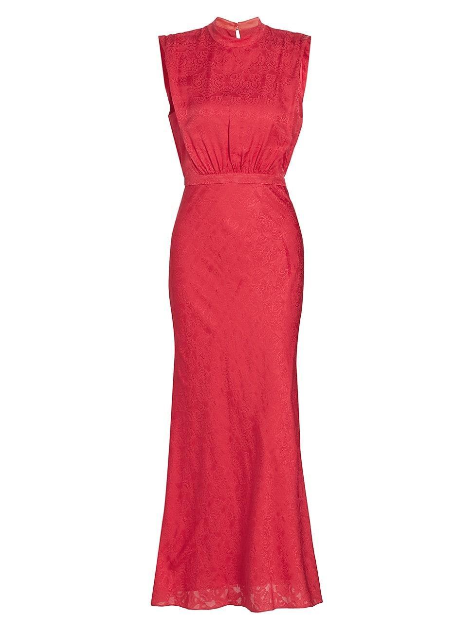 Womens Stamped Silk Sleeveless Midi-Dress Product Image