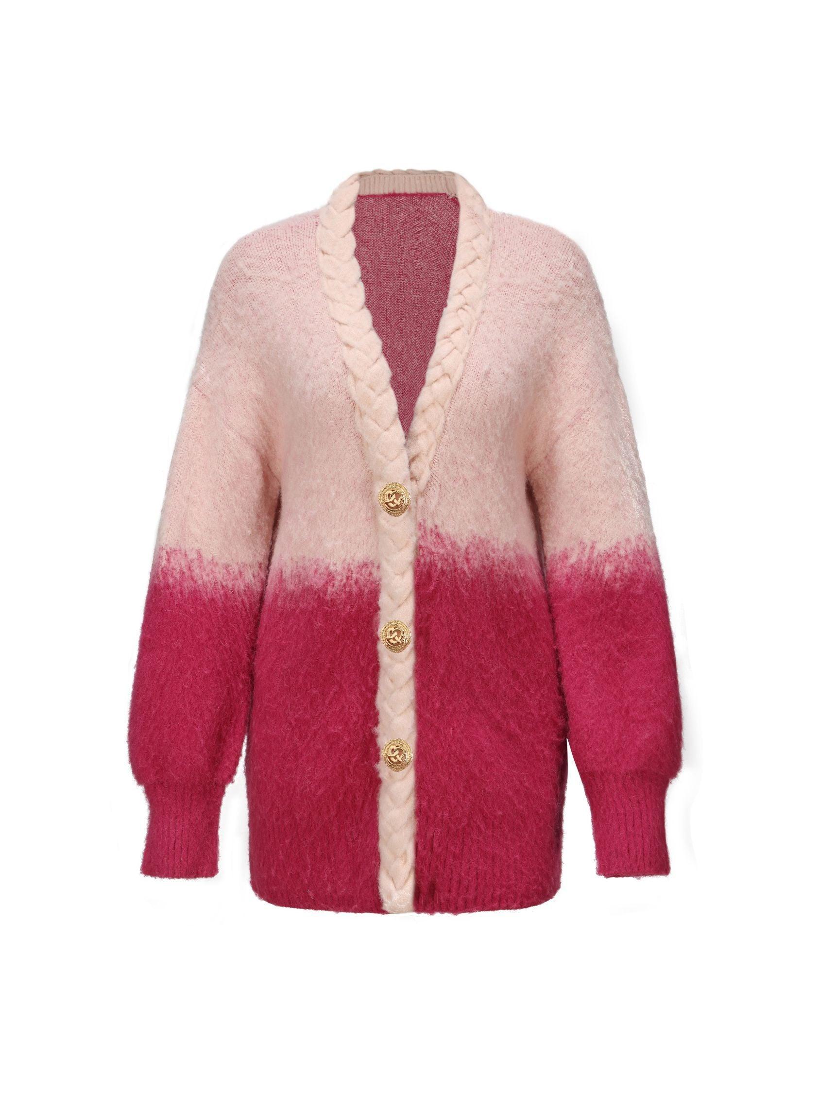 Daphne Diamond Knit Cardigan (Pink) (Final Sale) Product Image