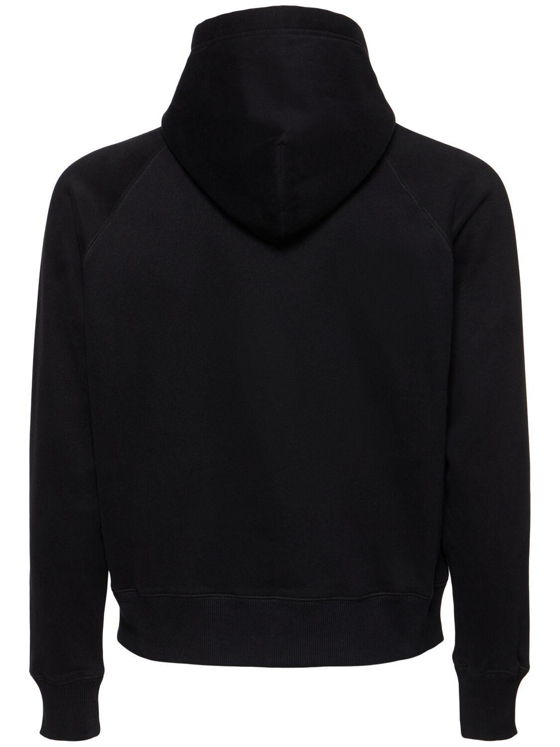 TOM FORD Hooded Cotton Blend Zip-up Sweatshirt In Black Product Image