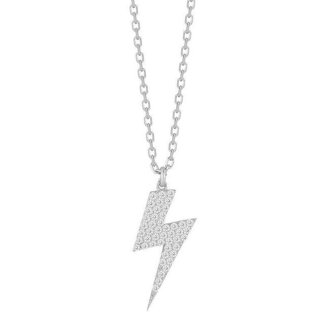 Sunkissed Sterling Cubic Zirconia Pave Lightning Bolt Necklace, Womens Silver Product Image