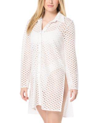 Carmen Marc Valvo Womens Crochet Tunic Swim Cover-Up Product Image