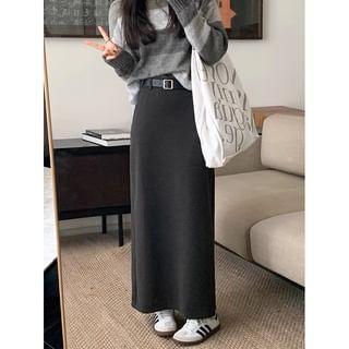 High Waist Plain Maxi H-Line Skirt Product Image