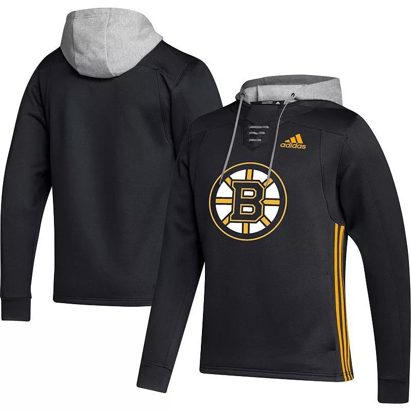 Mens adidas Boston Bruins Skate Lace AEROREADY Team Pullover Hoodie Product Image