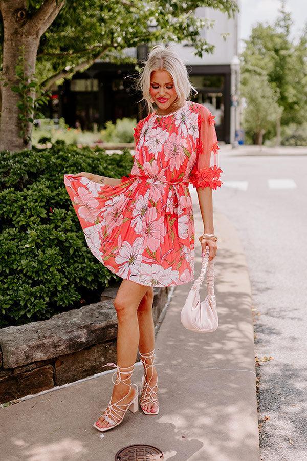 Easily Enchanted Pleated Dress In Coral Product Image