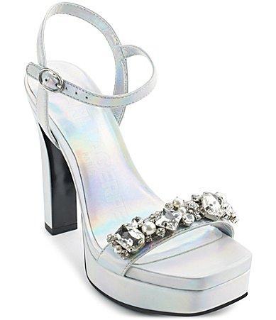 KARL LAGERFELD PARIS Jala Rhinestone Embellished Platform Dress Sandals Product Image