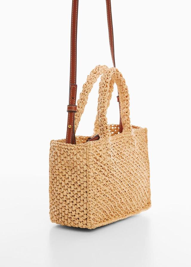 MANGO - Raffia-effect shoulder bag - One size - Women Product Image