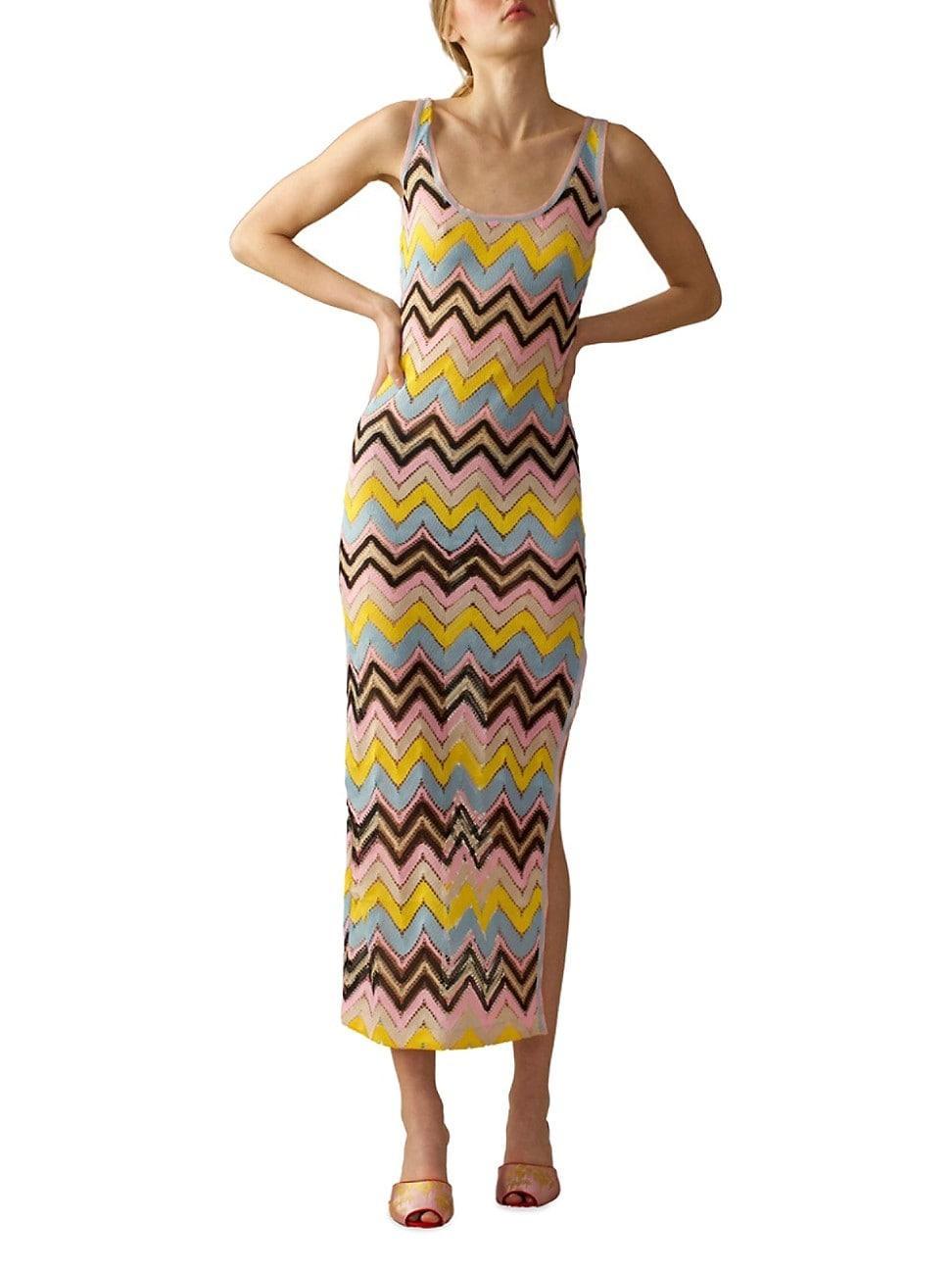 Womens Zigzag Crocheted Tank Dress Product Image