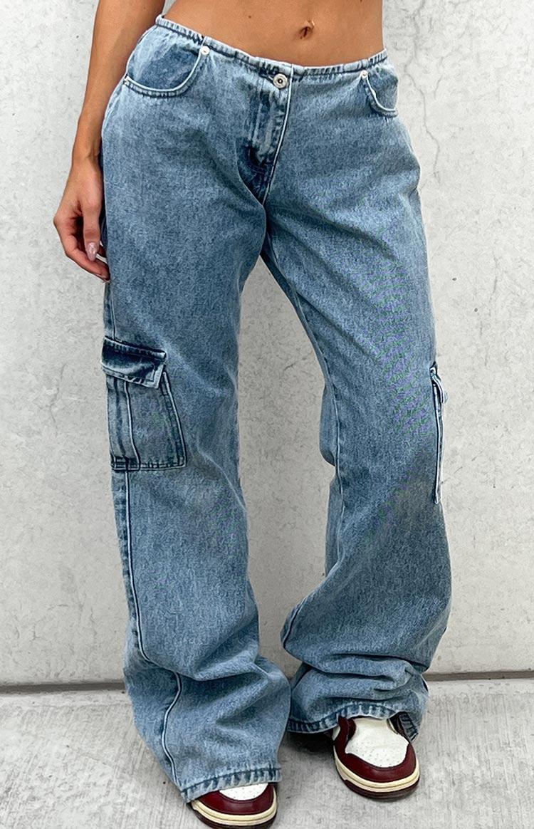 Oliver Mid Wash Low Waist Wide Leg Jeans Product Image